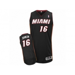 Miami Heat #16 James Johnson Authentic Black Road NBA Jersey