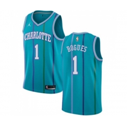 Charlotte Hornets #1 Muggsy Bogues Authentic Aqua Hardwood Classics NBA Jersey