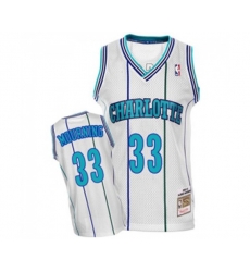 Charlotte Hornets #33 Alonzo Mourning Authentic White Throwback Basketball Jersey