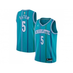 Charlotte Hornets #5 Nicolas Batum Aqua NBA Jordan Swingman Hardwood Classics Jersey