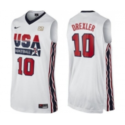 Nike Team USA #10 Clyde Drexler Swingman White 2012 Olympic Retro Basketball Jersey Nike Team USA #10 Clyde Drexler Swingman White 2012 Olympic Retro Basketball Jersey