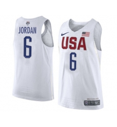 Nike Team USA #6 DeAndre Jordan Swingman White 2016 Olympic Basketball Jersey