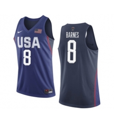 Nike Team USA #8 Harrison Barnes Authentic Navy Blue 2016 Olympics Basketball Jersey