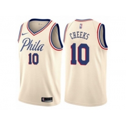 Philadelphia 76ers #10 Maurice Cheeks Authentic Cream NBA Jersey - City Edition