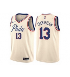 Philadelphia 76ers #13 Wilt Chamberlain Authentic Cream NBA Jersey - City Edition