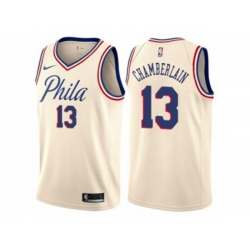 Philadelphia 76ers #13 Wilt Chamberlain Authentic Cream NBA Jersey - City Edition