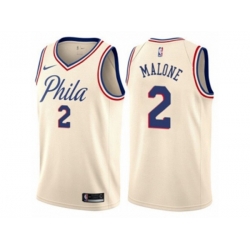 Philadelphia 76ers #2 Moses Malone Authentic Cream NBA Jersey - City Edition Philadelphia 76ers #2 Moses Malone Authentic Cream NBA Jersey - City Edition