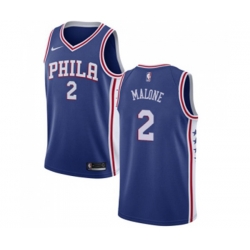 Philadelphia 76ers #2 Moses Malone Swingman Blue Road NBA Jersey - Icon Edition