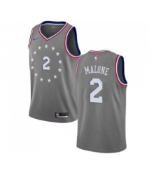 Philadelphia 76ers #2 Moses Malone Swingman Gray Basketball Jersey - City Edition