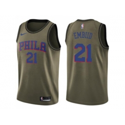 Philadelphia 76ers #21 Joel Embiid Green Salute to Service NBA Swingman Jersey Philadelphia 76ers #21 Joel Embiid Green Salute to Service NBA Swingman Jersey