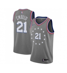 Philadelphia 76ers #21 Joel Embiid Swingman Gray Basketball Jersey - City Edition