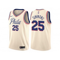Philadelphia 76ers #25 Ben Simmons Authentic Cream NBA Jersey - City Edition