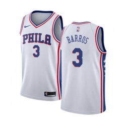 Philadelphia 76ers #3 Dana Barros Swingman White Home NBA Jersey - Association Edition