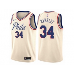Philadelphia 76ers #34 Charles Barkley Authentic Cream NBA Jersey - City Edition