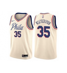 Philadelphia 76ers #35 Clarence Weatherspoon Authentic Cream NBA Jersey - City Edition