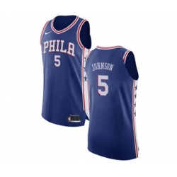 Philadelphia 76ers #5 Amir Johnson Authentic Blue Road NBA Jersey - Icon Edition