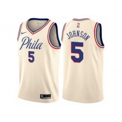 Philadelphia 76ers #5 Amir Johnson Authentic Cream NBA Jersey - City Edition