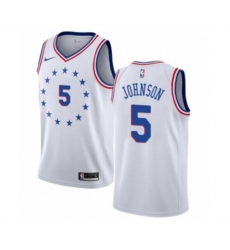 Philadelphia 76ers #5 Amir Johnson White Swingman Jersey - Earned Edition