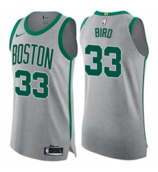 Boston Celtics #33 Larry Bird Authentic Gray NBA Jersey - City Edition