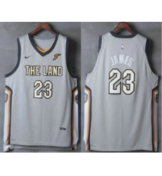 Cleveland Cavaliers #23 LeBron James Gray The Land 2017-2018 Nike Authentic Stitched NBA Jersey