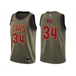 Cleveland Cavaliers #34 Tyrone Hill Green Salute to Service NBA Swingman Jersey Cleveland Cavaliers #34 Tyrone Hill Green Salute to Service NBA Swingman Jersey
