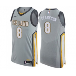 Cleveland Cavaliers #8 Jordan Clarkson Authentic Gray NBA Jersey - City Edition
