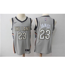 Nike Cavaliers #23 LeBron James Gray Nike City Edition Swingman Jersey