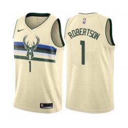 Milwaukee Bucks #1 Oscar Robertson Authentic Cream NBA Jersey - City Edition Milwaukee Bucks #1 Oscar Robertson Authentic Cream NBA Jersey - City Edition