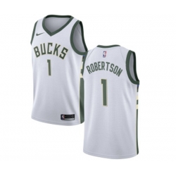 Milwaukee Bucks #1 Oscar Robertson Swingman White Home NBA Jersey - Association Edition Milwaukee Bucks #1 Oscar Robertson Swingman White Home NBA Jersey - Association Edition
