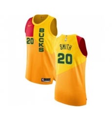 Milwaukee Bucks #20 Jason Smith Authentic Yellow Basketball Jersey - City Edition
