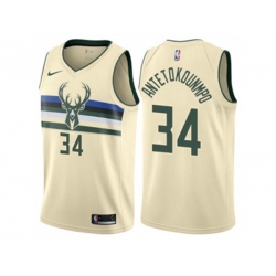 Milwaukee Bucks #34 Giannis Antetokounmpo Cream NBA Swingman City Edition Jersey Milwaukee Bucks #34 Giannis Antetokounmpo Cream NBA Swingman City Edition Jersey