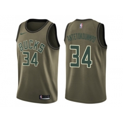 Milwaukee Bucks #34 Giannis Antetokounmpo Green Salute to Service NBA Swingman Jersey Milwaukee Bucks #34 Giannis Antetokounmpo Green Salute to Service NBA Swingman Jersey