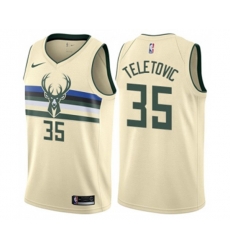 Milwaukee Bucks #35 Mirza Teletovic Authentic Cream NBA Jersey - City Edition