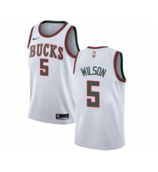 Milwaukee Bucks #5 D. J. Wilson Authentic White Fashion Hardwood Classics Basketball Jersey