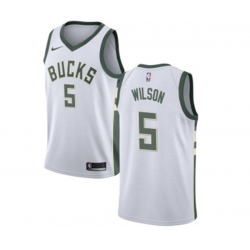 Milwaukee Bucks #5 D. J. Wilson Swingman White Home NBA Jersey - Association Edition Milwaukee Bucks #5 D. J. Wilson Swingman White Home NBA Jersey - Association Edition