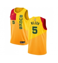 Milwaukee Bucks #5 D. J. Wilson Swingman Yellow Basketball Jersey - City Edition