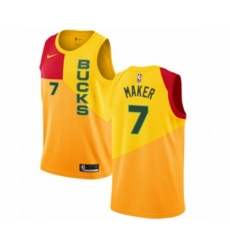 Milwaukee Bucks #7 Thon Maker Swingman Yellow NBA Jersey - City Edition