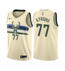 Milwaukee Bucks #77 Ersan Ilyasova Authentic Cream NBA Jersey - City Edition