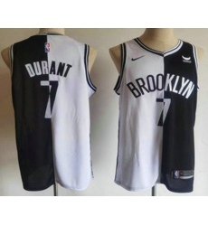 Brooklyn Nets #7 Kevin Durant White Black Two Tone Stitched Swingman Nike Jersey With Sponsor