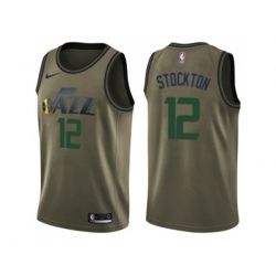 Utah Jazz #12 John Stockton Green Salute to Service NBA Swingman Jersey
