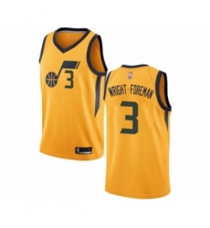 Utah Jazz #3 Justin Wright-Foreman Swingman Gold Basketball Jersey Statement Edition