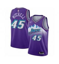 Utah Jazz #45 Donovan Mitchell Swingman Purple Hardwood Classics Basketball Jersey