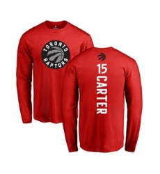 Toronto Raptors #15 Vince Carter Red Backer Long Sleeve T-Shirt