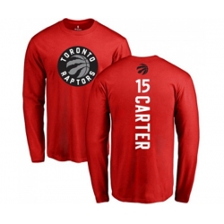 Toronto Raptors #15 Vince Carter Red Backer Long Sleeve T-Shirt
