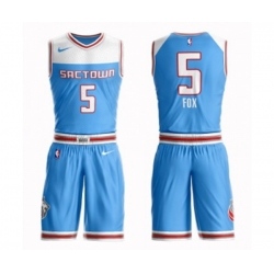 Sacramento Kings #5 DeAaron Fox Swingman Blue Basketball Suit Jersey - City Edition Sacramento Kings #5 DeAaron Fox Swingman Blue Basketball Suit Jersey - City Edition