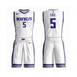 Sacramento Kings #5 DeAaron Fox Swingman White Basketball Suit Jersey - Association Edition Sacramento Kings #5 DeAaron Fox Swingman White Basketball Suit Jersey - Association Edition