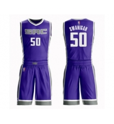 Sacramento Kings #50 Caleb Swanigan Swingman Purple Basketball Suit Jersey - Icon Edition