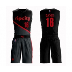 Portland Trail Blazers #16 Pau Gasol Swingman Black Basketball Suit Jersey - City Edition Portland Trail Blazers #16 Pau Gasol Swingman Black Basketball Suit Jersey - City Edition
