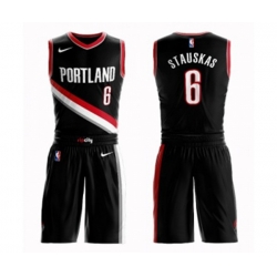 Portland Trail Blazers #6 Nik Stauskas Swingman Black Basketball Suit Jersey - Icon Edition