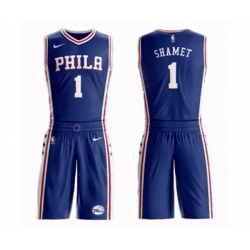Philadelphia 76ers #1 Landry Shamet Swingman Blue Basketball Suit Jersey - Icon Edition